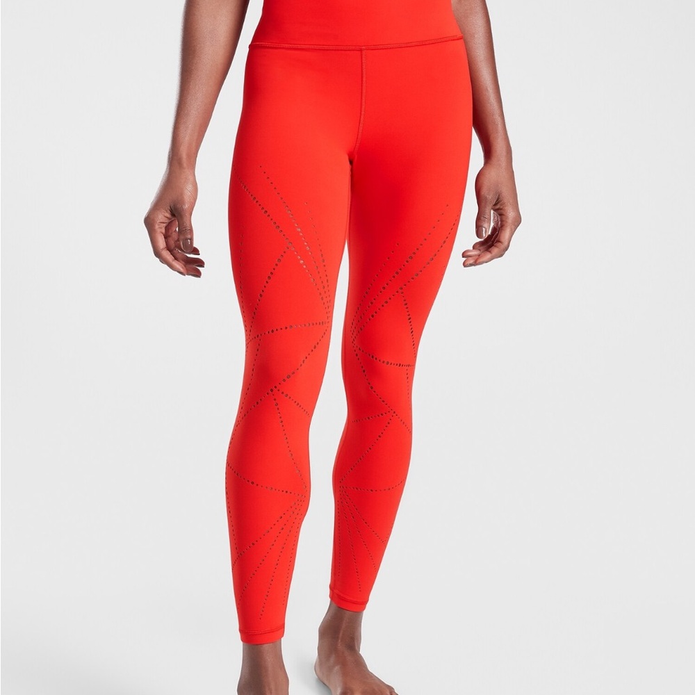 Athleta Elation Laser Cut 7/8 Tight Women's Red Leggings XS